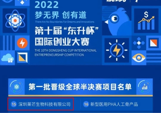 莱芒生物晋级第十届“东升杯”国际创业大赛全球半决赛